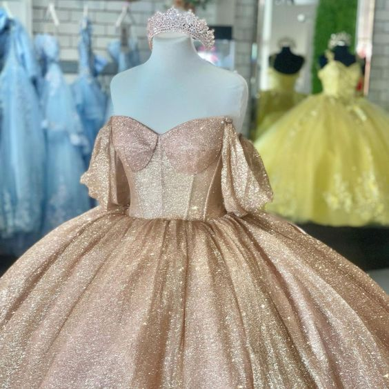 gold rose gold sweet 16 dresses