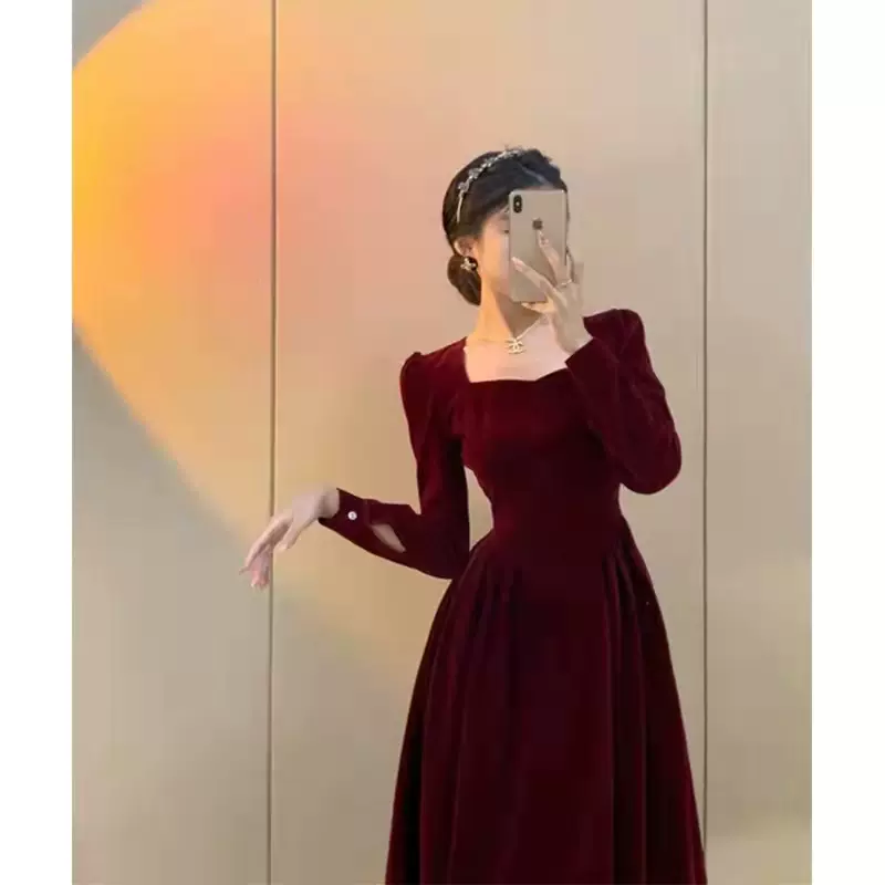 Vintage Burgundy Long Prom Dresses