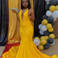 Stunning Yellow Mermaid Prom Dress,Sexy Evening Dress With Train Y1709