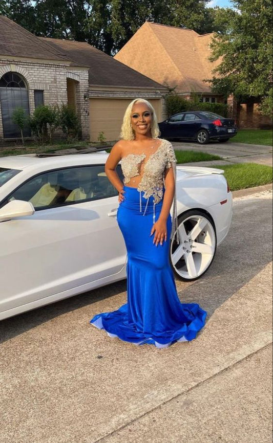 Classy Royal Blue Mermaid Long Prom Dress,Black Girls Prom Gown Y974