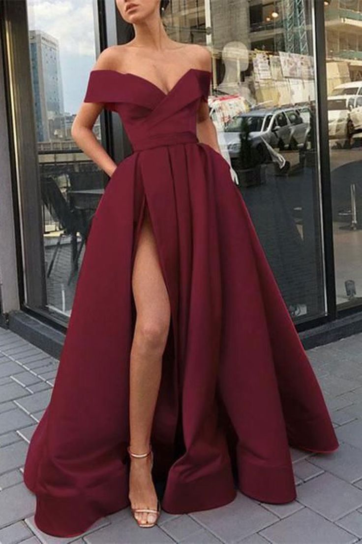 Off the shoulder outlet v neck prom dress