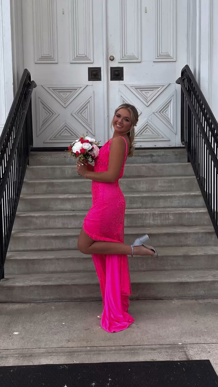 Elegant Hot Pink Prom Dress,Backless Evening Dress,Formal Gown Y1717