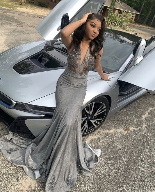 Luxury Black Girl Prom Dress Sexy Mermaid Evening Dress Y541